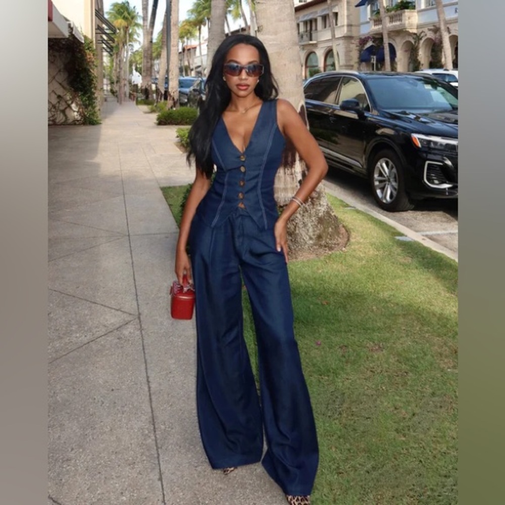 FashionNova Monique Pant Set - Dark Wash in Medium